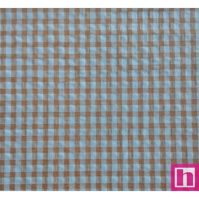 67410 VICHY SEERSUKER WINKER (10) 150 CM. 150 GR/M2. ALG.ORG. 60%-POL.REC. 40% AZUL/MARRON Venta en piezas de 7.00 M