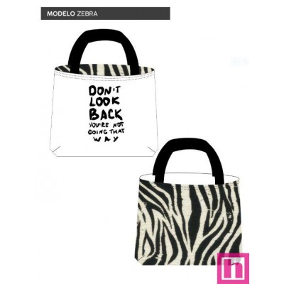 67422 TOTE BAGS ZEBRA - REVERSIBLE Y REPELENTE AL AGUA  (02) 45X50 CMS. POLIESTER 100% BLANCO/NEGRO Venta en piezas de 1.00 U
