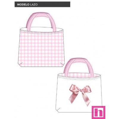 67432 TOTE BAGS LAZO - REVERSIBLE Y REPELENTE AL AGUA  (12) 45X50 CMS. POLIESTER 100% BLANCO/ROSA Venta en piezas de 1.00 U