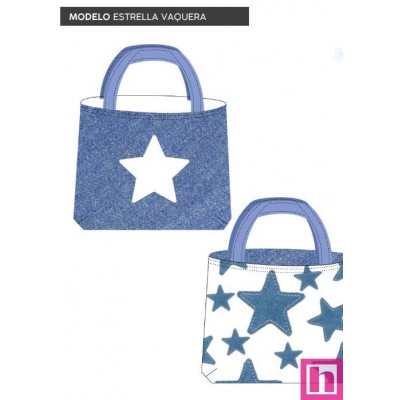 67441 TOTE BAGS ESTRELLA VAQUERA - REVERSIBLE REPELENTE AL AGUA  (21) 45X50 CMS. POLIESTER 100% BLANCO/AZU Venta en piezas de 1.