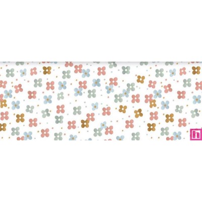 67505 PERCALE ESTAMPADO AVIVA (02) 1.50 M. 115 GR/M2. ALGODON 100% BLANCO/MULTI Venta en piezas de 10.00 M