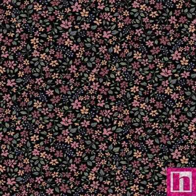 67512 TEJIDO ESTAMPADO AMARO (01) 1.40 M. 110 GR/M2. ALGODON 100% NEGRO/MAQUILLAJE Venta en piezas de 10.00 M