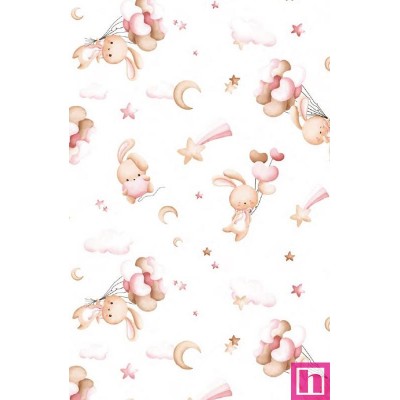 67536 PIQUE ESTAMPADO XINAIR (03) 1.50 M. 170 GR/M2. ALGODON 100% BLANCO/ROSA Venta en piezas de 6.00 M