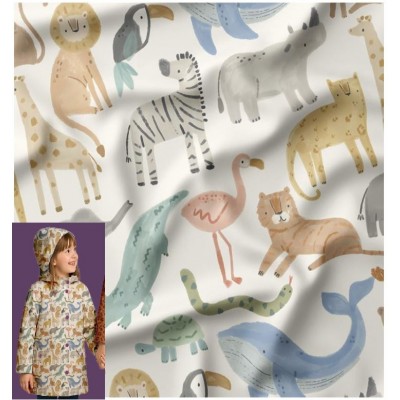 67644 TEJIDO ANORAK-IMPERMEABLE BABIES-ZOO (01) 140 CM. 220 GR/M2. POLIURETANO 100% BLANCO Venta en piezas de 10.00 M