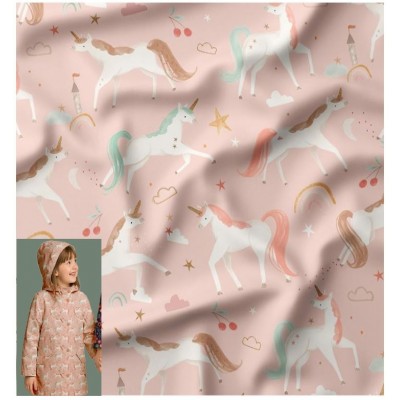 67646 TEJIDO ANORAK-IMPERMEABLE BABIES-UNICORNIO (03) 140 CM. 220 GR/M2. POLIURETANO 100% ROSA Venta en piezas de 10.00 M