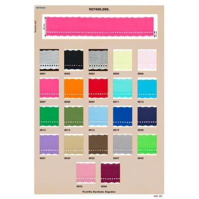 907400-0055 TIRA BORDADA 28 MM. ALGODON 100% MAQUILLAJE Venta en piezas de 27.40 M