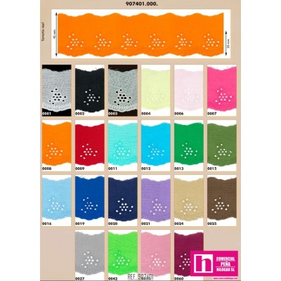 907401-0027 TIRA BORDADA 39 MM. ALGODON 100% GRIS Venta en piezas de 27.40 M