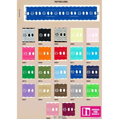 907402-0007 GALON PASACINTAS BORDADO 20 MM. ALGODON 100% FUCSIA Venta en piezas de 27.40 M