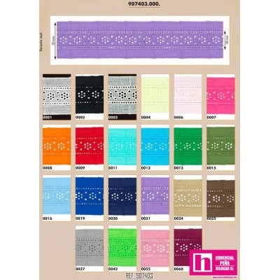 907403-0011 ENTREDOS BORDADO 30 MM. ALGODON 100% AGUA Venta en piezas de 27.40 M