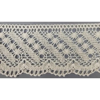 9487-102 PUNTILLA BOLILLO OHANA 75 MM. ALGODON 100% MARFIL Venta en piezas de 25.00 M