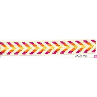 9555-20-1 CINTA JACQUARD 20 MM DANETTE ALGODON 100% NATURAL/AMARILLO Venta en piezas de 25.00 M