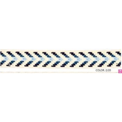 9555-20-2 CINTA JACQUARD 20 MM DANETTE ALGODON 100% NATURAL/AZUL Venta en piezas de 25.00 M