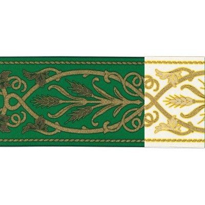 9579-2 TAPACOSTURAS JACQUARD 90 MM. POLIESTER-LUREX MARFIL/DORADO Venta en piezas de 15.00 M