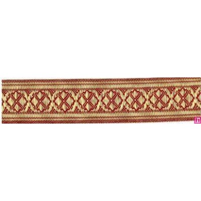 9635-35-146 CINTA JACQUARD 35 MM TAMIR  ACRILICO 40%-VISCOSA 40%-POL.20% ROJO/DORADO Venta en piezas de 12.50 M
