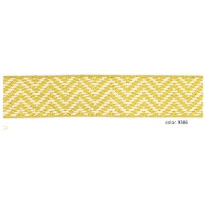 9638-30-9386 CINTA JACQUARD 30 MM UNAX  POLIESTER 50%-ALGODON 45% MARFIL/DORADO Venta en piezas de 12.50 M