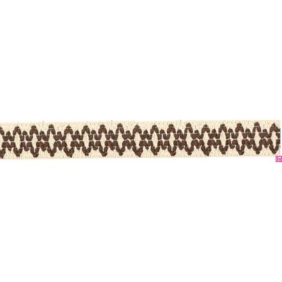 9669-222 GALON FANTASIA JOHARI 30 MM. ALGODON RECICLADO 60%-VISCOSA 40% NATURAL/CHOCOLATE Venta en piezas de 12.50 M