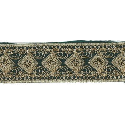 981125-0015 LAME GALON FANTASIA 45 MM. POLIESTER 100% VERDE/DORADO Venta en piezas de 9.10 M