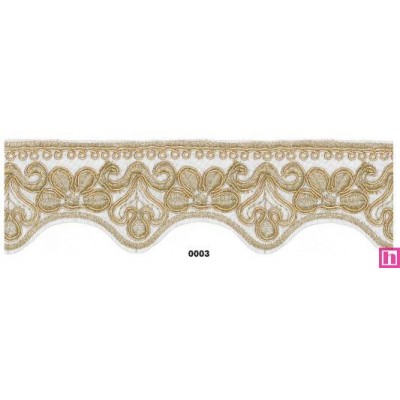 981255-0003 PUNTILLA FANTASIA EVELIA 45 MM. PET+METALLIC MARFIL/DORADO Venta en piezas de 9.30 M