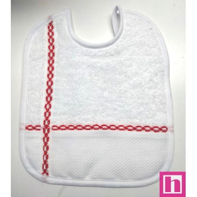 983406-005 BABERO RIZO+PANAMA ALKAX 19X22 POLIESTER 60%-ALGODON 40% BLANCO/ROJO Venta en piezas de 3.00 U