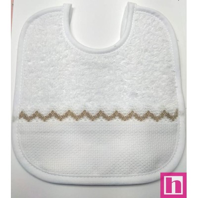 983407-070 BABERO RIZO+PANAMA ALIVIA 19X20 POLIESTER 60%-ALGODON 40% BLANCO/CAMEL Venta en piezas de 3.00 U