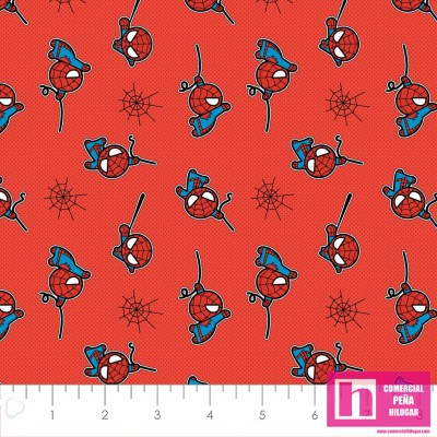 P108-13020709-01 PATCH. AMERICANO  MARVEL SPIDERMAN MINI (01) - 110 CM. ALGODON 100% ROJO Venta en piezas de 5.50 M