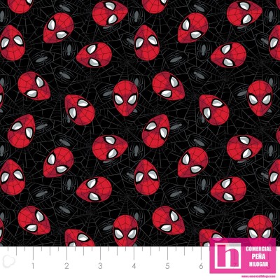 P108-13080018-02 PATCH. AMERICANO  MARVEL SPIDERMAN (02) - 110 CM. ALGODON 100% NEGRO/ROJO Venta en piezas de 7.00 M