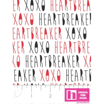 P108-21190702-01 PATCH. AMERICANO XOXO (08) 110 CM. ALGODON 100% BLANCO/ROJO Venta en piezas de 7.00 M