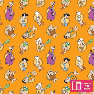 P108-24060209-01 PATCH. AMERICANO PICAPIEDRA-THE FLINTSTONES (02) 110 CM. ALGODON 100% NARANJA Venta en piezas de 7.00 M