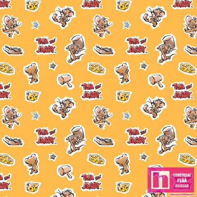 P108-24160204-01 PATCH. AMERICANO TOM AND JERRY - JERRY (02) - 110 CM. ALGODON 100% AMARILLO Venta en piezas de 7.00 M