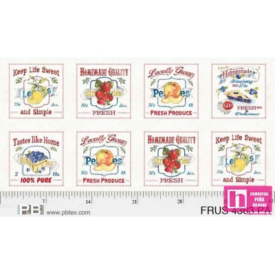 P121-4363 PA PATCH. AMERICANO  FRUIT STAND (01)  PANEL 110 CM. ALGODON 100% BLANCO/MULTI Venta en piezas de 7.00 M