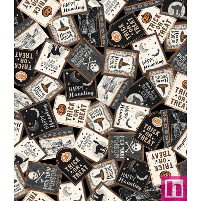 P121-HHAU 5022K PATCH. AMERICANO HAPPY HAUNTING (03) 110 CM. ALGODON 100% NEGRO Venta en piezas de 7.00 M