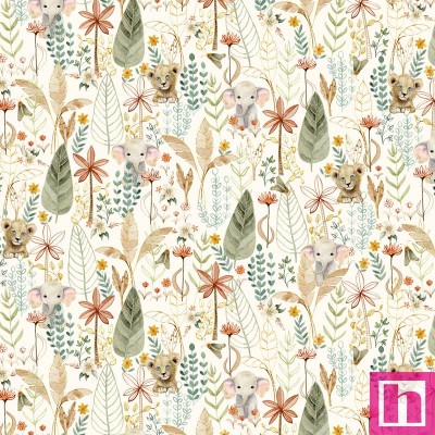 P121-MMEN6118E PATCH. AMERICANO MINI MENAGERIE (10) 110 CM. ALGODON 100% CREMA Venta en piezas de 7.00 M