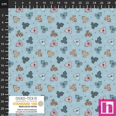 P137-4504-137 PATCH.AMERICANO LAUNDRY HOUR (03) 110 CM. ALGODON 100% CELESTE Venta en piezas de 6.00 M