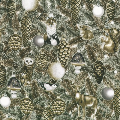 P137-SRKM-23701-160 PATCH. AMERICANO HOLIDAY FLOURISH - FOREST GLEN (58) 110 CM. ALGODON 100% CENIZA/PLATA METALLIC Venta en pie