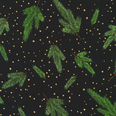 P137-SRKM-23703-2 PATCH. AMERICANO HOLIDAY FLOURISH - FOREST GLEN (44) 110 CM. ALGODON 100% NEGRO/DORADO METALLIC Venta en pieza