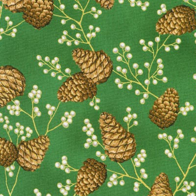 P137-SRKM-23705-47 PATCH. AMERICANO HOLIDAY FLOURISH - FOREST GLEN (15) 110 CM. ALGODON 100% VERDE/DORADO METALLIC Venta en piez