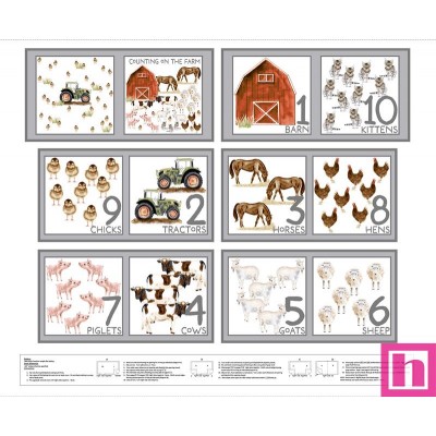 P140-4390P-01 PATCH. AMERICANO LITTLE SEEDLINGS FARM (10) PANEL 90X110 CM. ALGODON 100% BLANCO Venta en piezas de 7.00 M