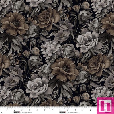 P140-8546-39 PATCH. AMERICANO FIELD OF SEAMS: BITTERSWEET (05) 110 CM. ALGODON 100% NEGRO Venta en piezas de 7.00 M