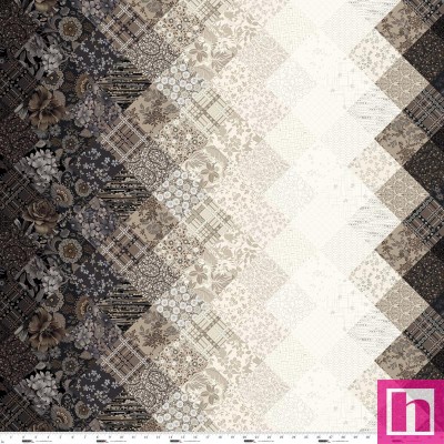 P140-8552-35 PATCH. AMERICANO FIELD OF SEAMS: BITTERSWEET (01) 110 CM. ALGODON 100% CREMA/NEGRO Venta en piezas de 7.00 M