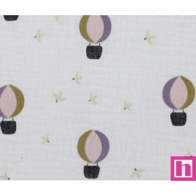 P94-4153-004 DOBLE GASA ESTAMPADA LIZAR (01) 135 CM. 125 GR/M2. ALGODON 100% BLANCO Venta en piezas de 6.00 M