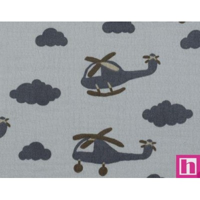 P94-4155-003 DOBLE GASA ESTAMPADA YAMILET (02) 135 CM. 125 GR/M2. ALGODON 100% AZUL Venta en piezas de 6.00 M