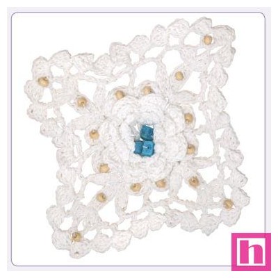 520175-01 APLICACION GANCHILLO KENIA 100X100 MM. ALGODON 100% BLANCO Venta en piezas de 10.00 U