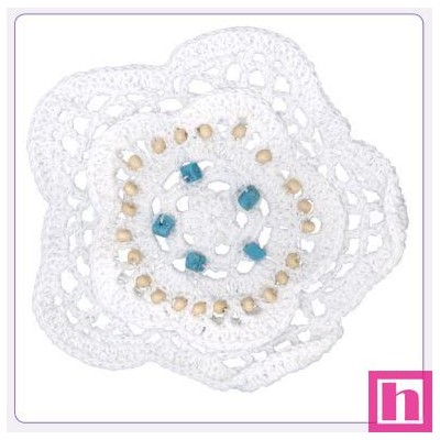 520176-01 APLICACION GANCHILLO KENIA 110X110 MM. ALGODON 100% BLANCO Venta en piezas de 10.00 U