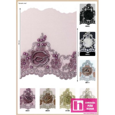 584712-0100 HANNO PUNTILLA LUREX-PERLA 120 MM. POLIESTER 100%  DORADO Venta en piezas de 9.10 M