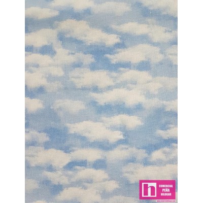 61818 TEJIDO ESTAMPADO NATURALEZA (02) 1.40 M. 110 GR/M2. ALGODON 100% CIELO Venta en piezas de 5.00 M