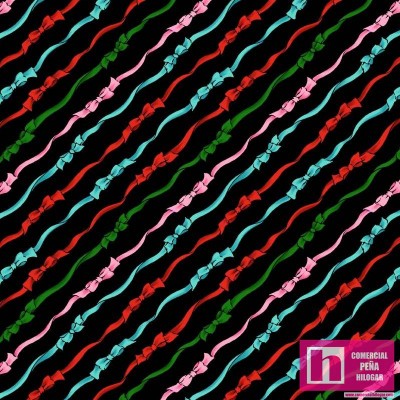 63098 PATCH.AMERICANO UNDER THE MISTLETOE (09) 110 CM. ALGODON 100% NEGRO Venta en piezas de 6.80 M