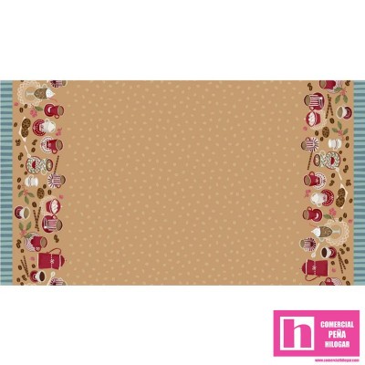 63609 PATCH.AMERICANO COFFEE IS ALWAYS THE ANSWER (16) 110 CM. ALGODON 100%  CAMEL/MULTI Venta en piezas de 6.80 M