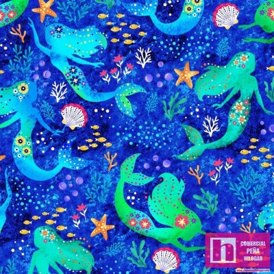 64050 PATCH.AMERICANO SEA MAIDENS (10) 110 CM. ALGODON 100% MARINO Venta en piezas de 6.80 M