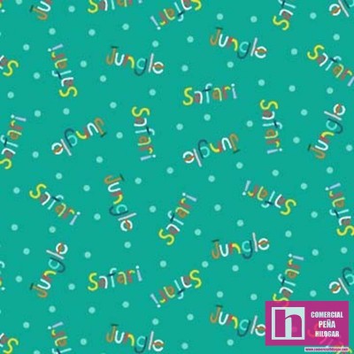 64082 PATCH.AMERICANO JUNGLE SAFARI (09) 110 CM. ALGODON 100% VERDE/MULTI Venta en piezas de 6.80 M