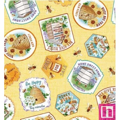 65959 PATCH.AMERICANO BEE CULTURE (18) 110 CM. ALGODON 100% AMARILLO Venta en piezas de 6.80 M